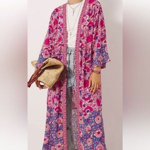 ba&sh Pink Floral Long Kimono
